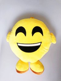 Подушка Смайл с ножками Emoji Улыбающееся лицо с открытым ртом и улыбающимися глазами