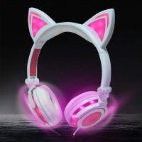 Наушники с ушками кошки, светящиеся Cat Ear Headphones